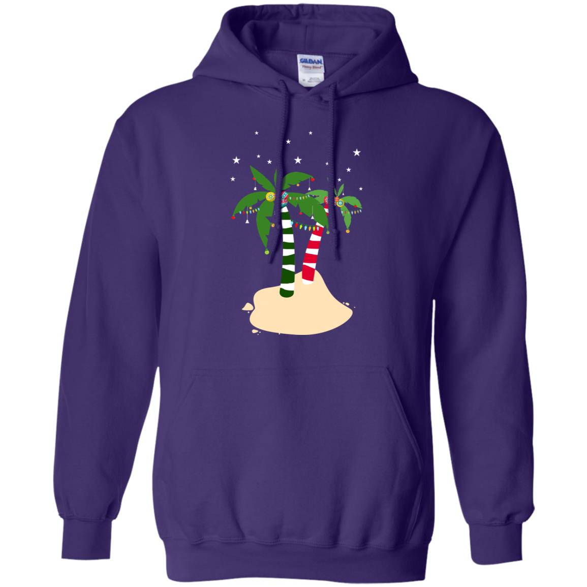 Decorated Tropical Coconut Tree Merry X-mas 2018 Gift Shirt Purple