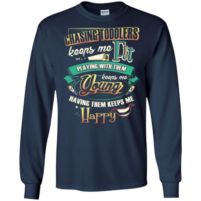 Chasing Toddlers Keeps Me Fit Shirt Navy