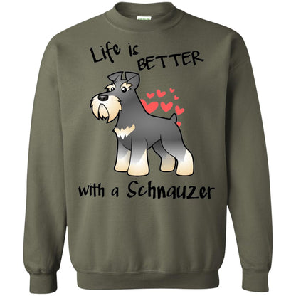Life Is Better With A Schnauzer Dog Shirt Military Green
