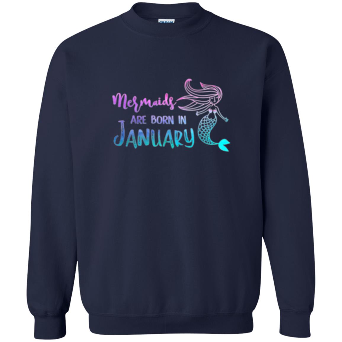 Mermaids Are Born In January Birthday T-shirt Navy