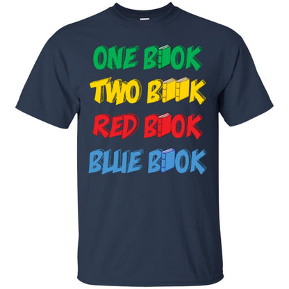 One Book Two Book Red Book Blue Book Bookworm T-shirt Navy