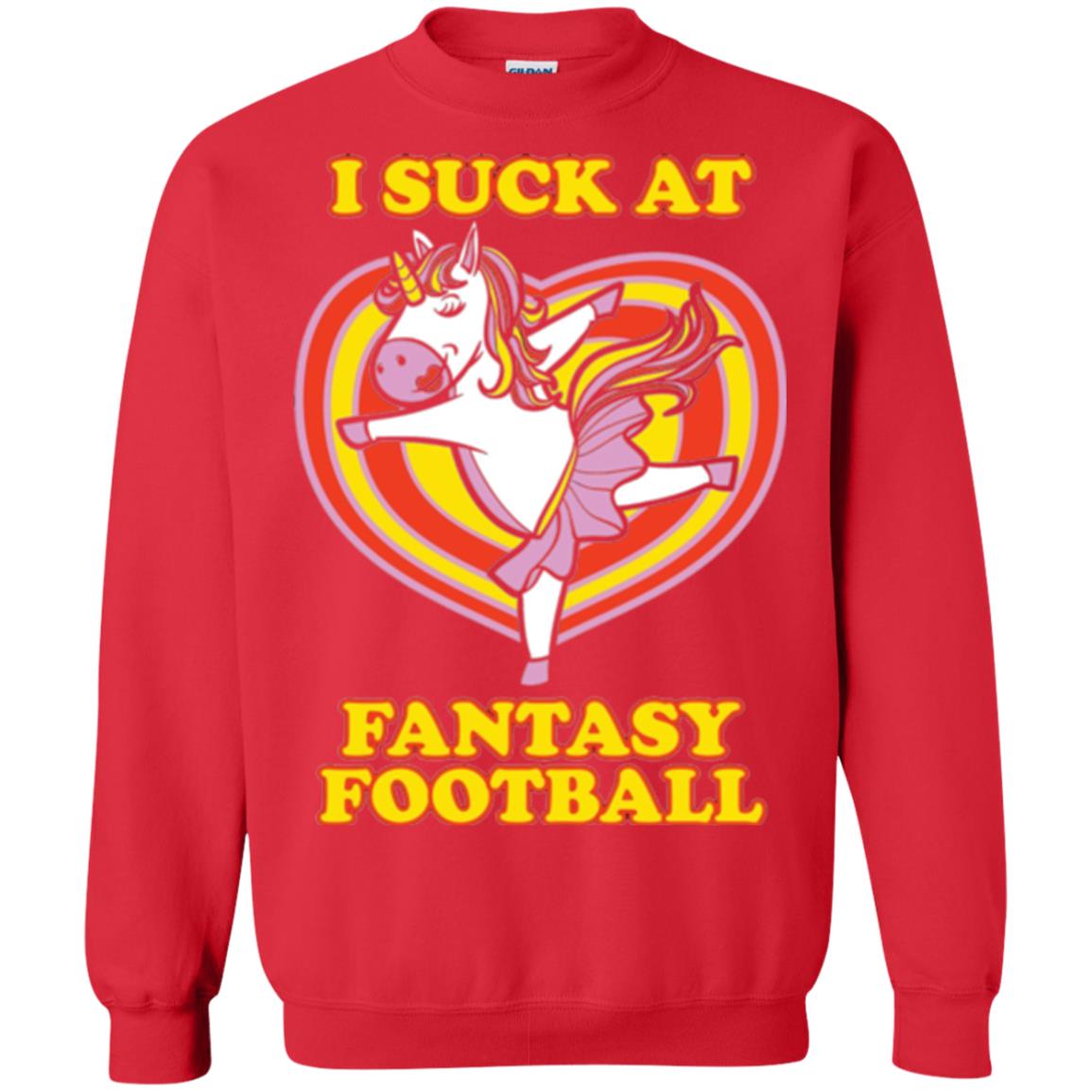 Funny Unicorn Loser T-shirt I Suck At Fantasy Football Red