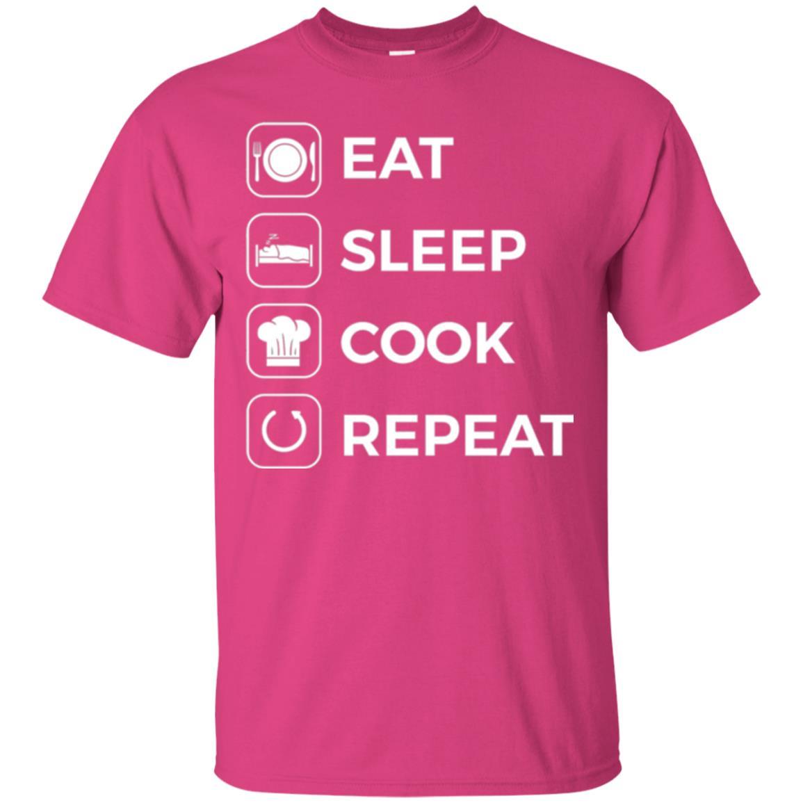 Chef T-shirt Eat Sleep Cook Repeat T-shirt Heliconia
