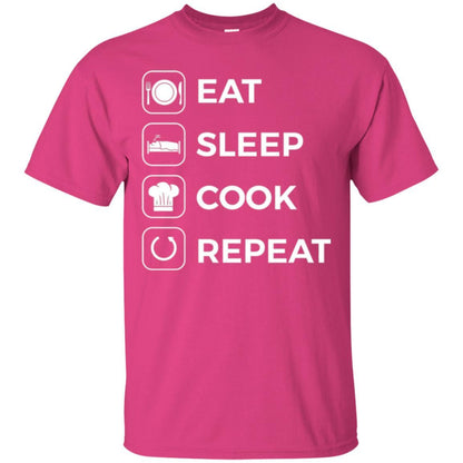 Chef T-shirt Eat Sleep Cook Repeat T-shirt Heliconia