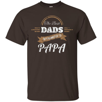 Promoted To Papa Shirt Grandpa Announcement T-shirt Dark Chocolate