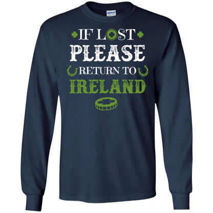 If Lost Please Return To Ireland St Patrick_s Day Shirt Navy