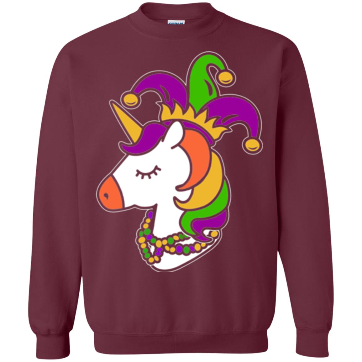 Mardi Gras Unicorn T-shirt Maroon