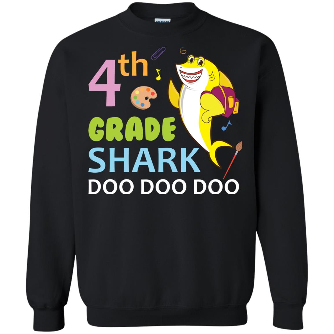 4th Grade Shark Doo Doo Doo Back To School T-shirt Black