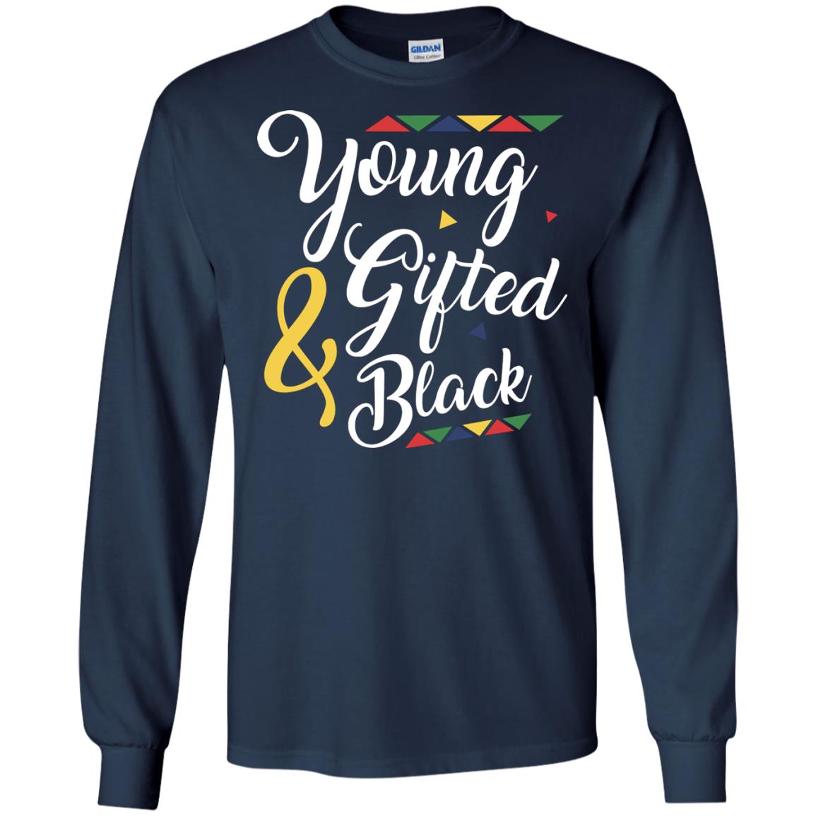 African American T-shirt Young Gifted And Black Navy