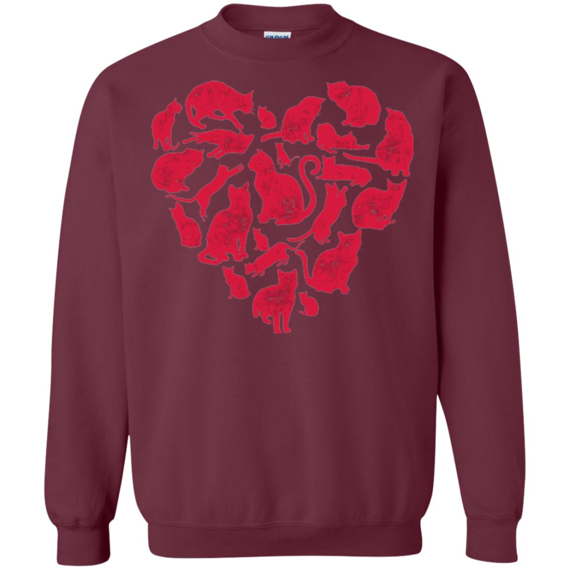 Valentines Day Cat T-shirt Maroon