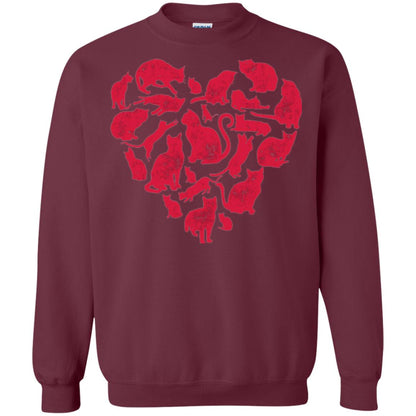 Valentines Day Cat T-shirt Maroon