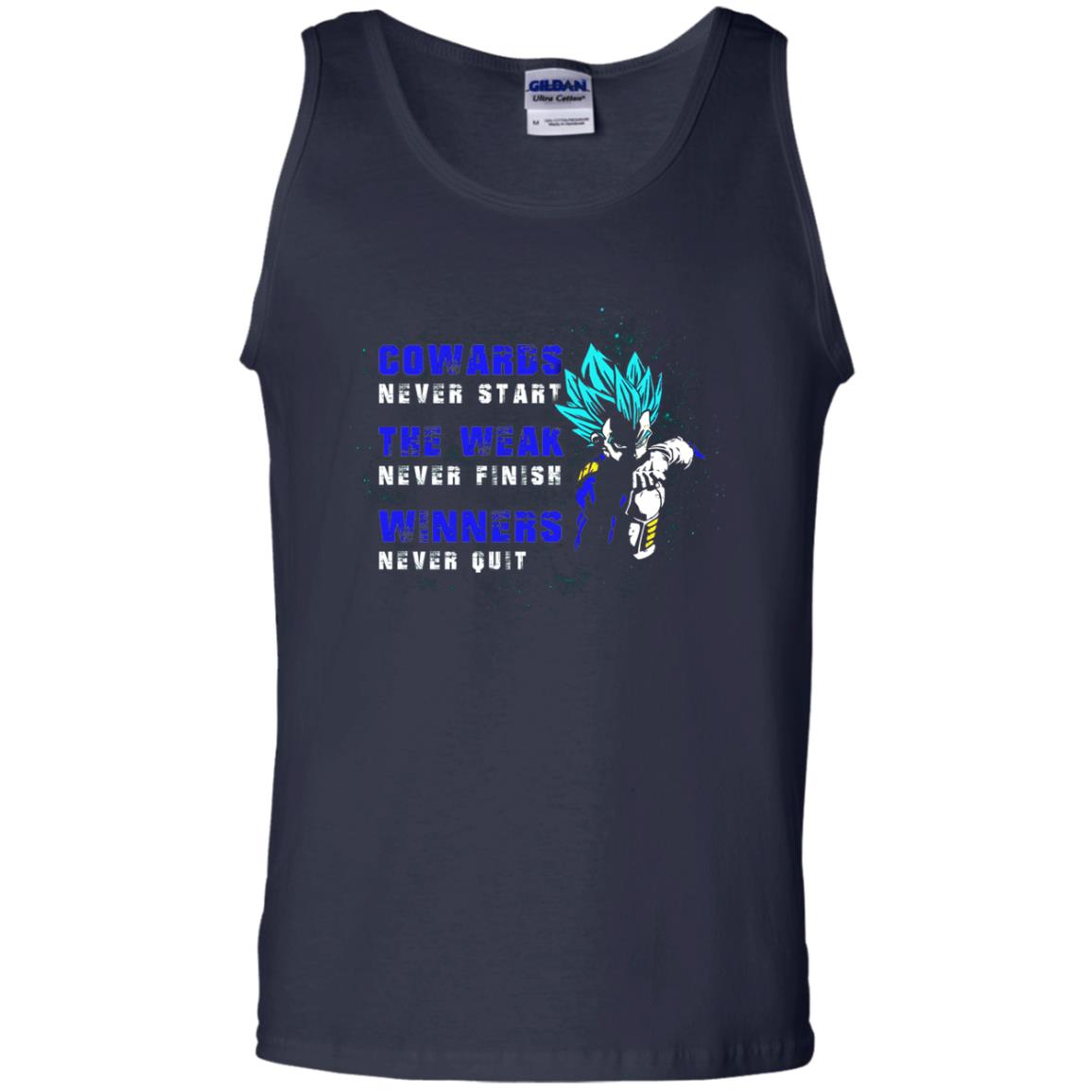 Cowards Never Start The Weak Never Finish Comic T-shirt Navy