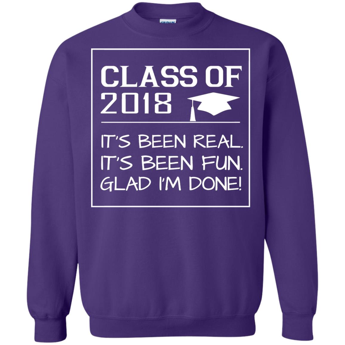 Class Of 2018 It_s Been Real It_s Been Fun Glad I_m Done Student T-shirt Purple