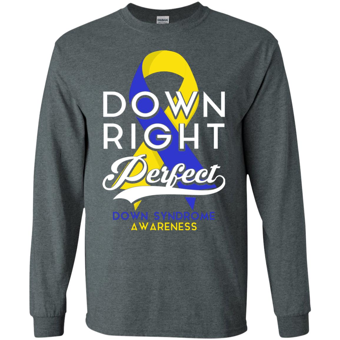 Down Right Perfect Down Syndrome Awareness T-shirt Dark Heather
