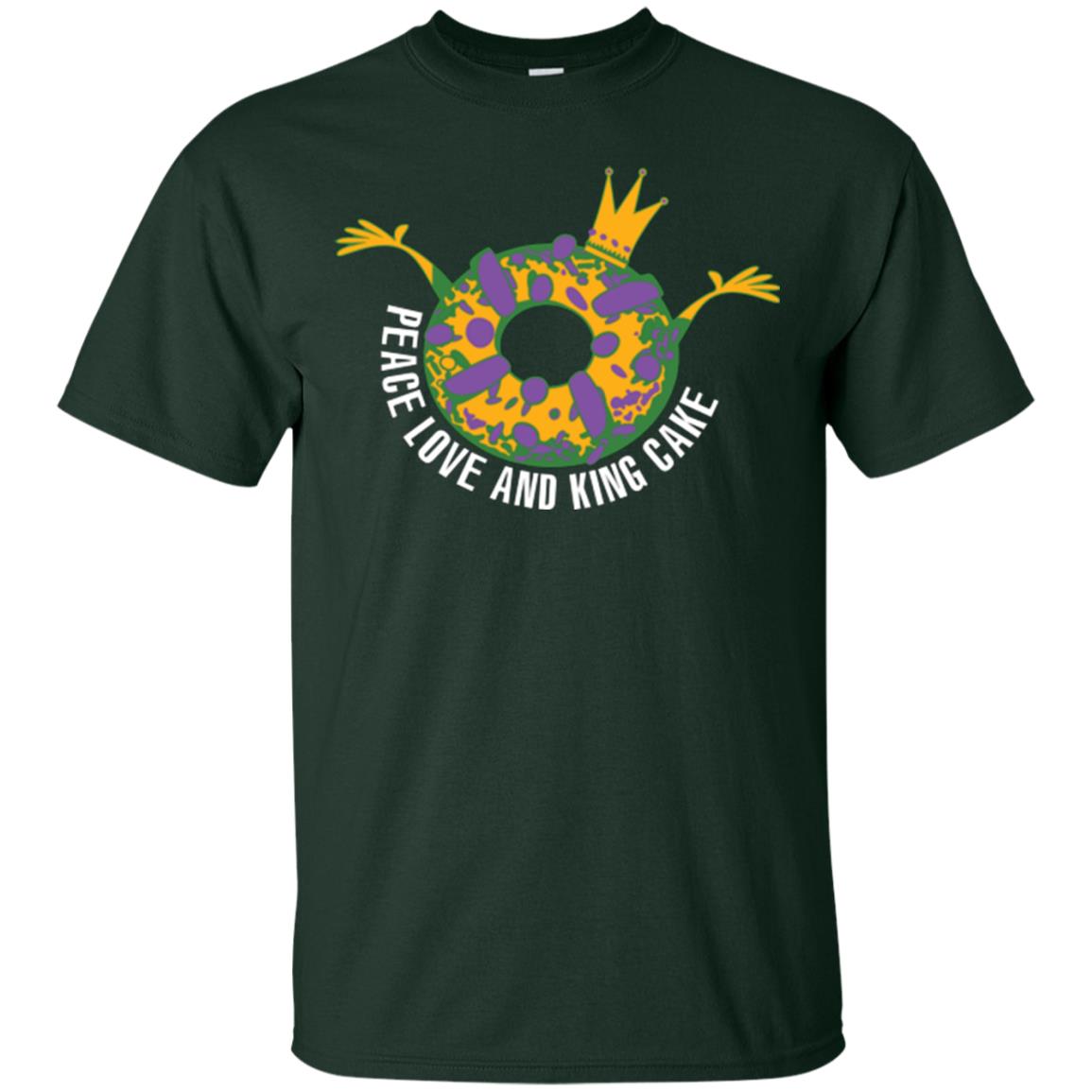 Mardi Gras T-shirt Peace Love And King Cake Forest
