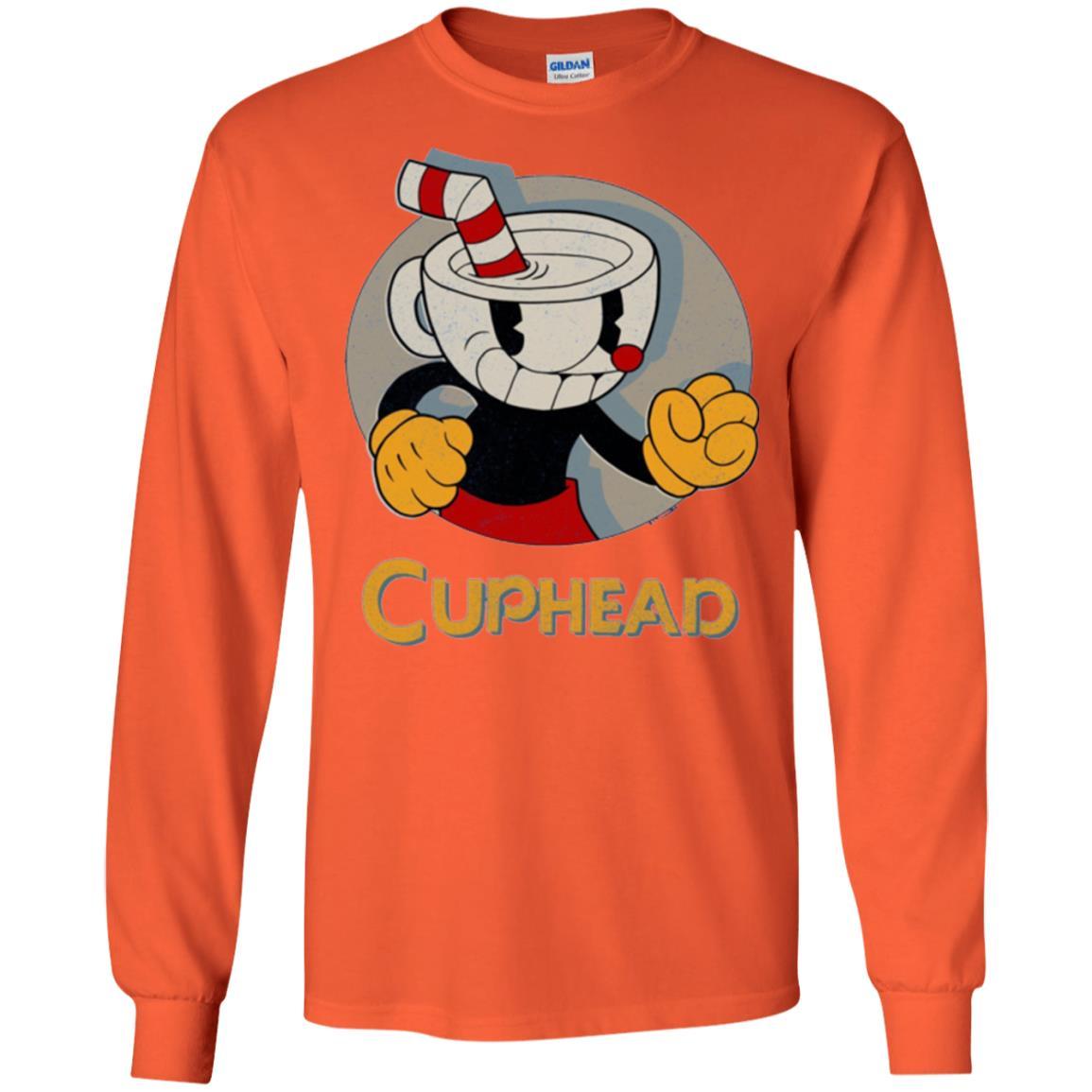 Cuphead Circle Shadow Profile Vintage Graphic T-shirt Orange
