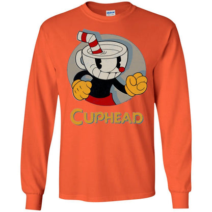 Cuphead Circle Shadow Profile Vintage Graphic T-shirt Orange