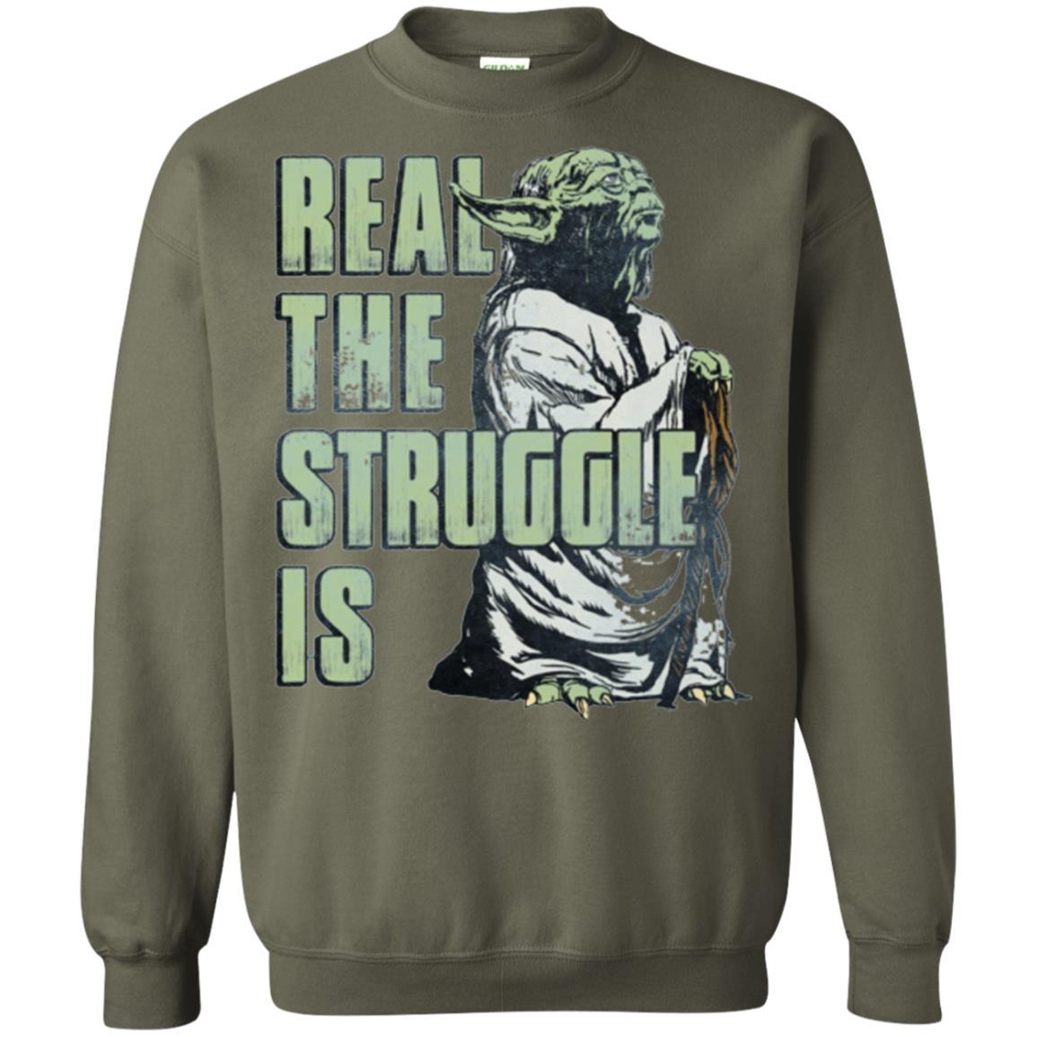 Film T-shirt Star Wars Yoda Real The Struggle Is Graphic Military Green