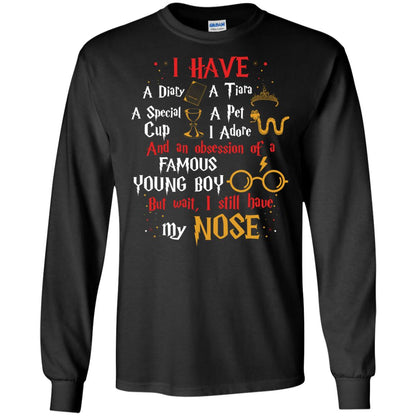 I Have A Diary, A Tiara, A Special Cup, A Pet I Adore And An Obsession Of A Famous Young Boy Harry Potter Fan T-shirtG240 Gildan LS Ultra Cotton T-Shirt