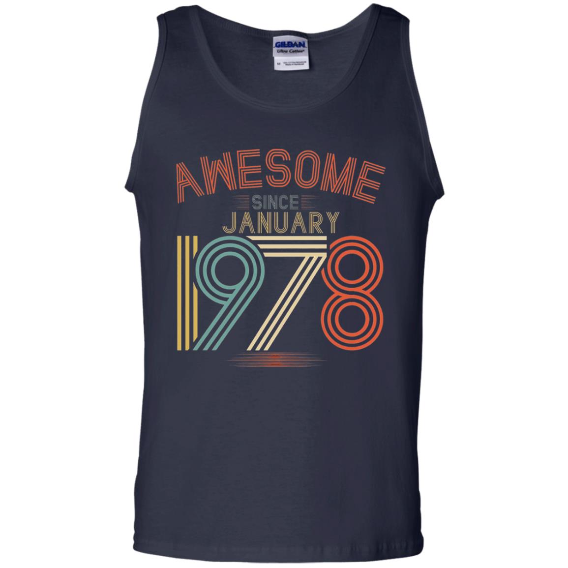 Funny 40th Birthday T-shirt Awesome Since January 1978 Navy