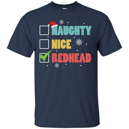 Nice Naughty Redhead X-mas List Gift Shirt Navy