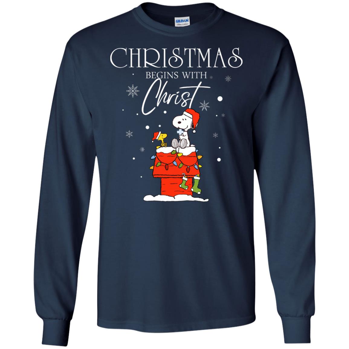 Christmas Begins With Christ Shirt Navy