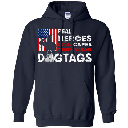 Real Heroes Don_t Wear Capes They Wear Dogtags Military T-shirt Navy