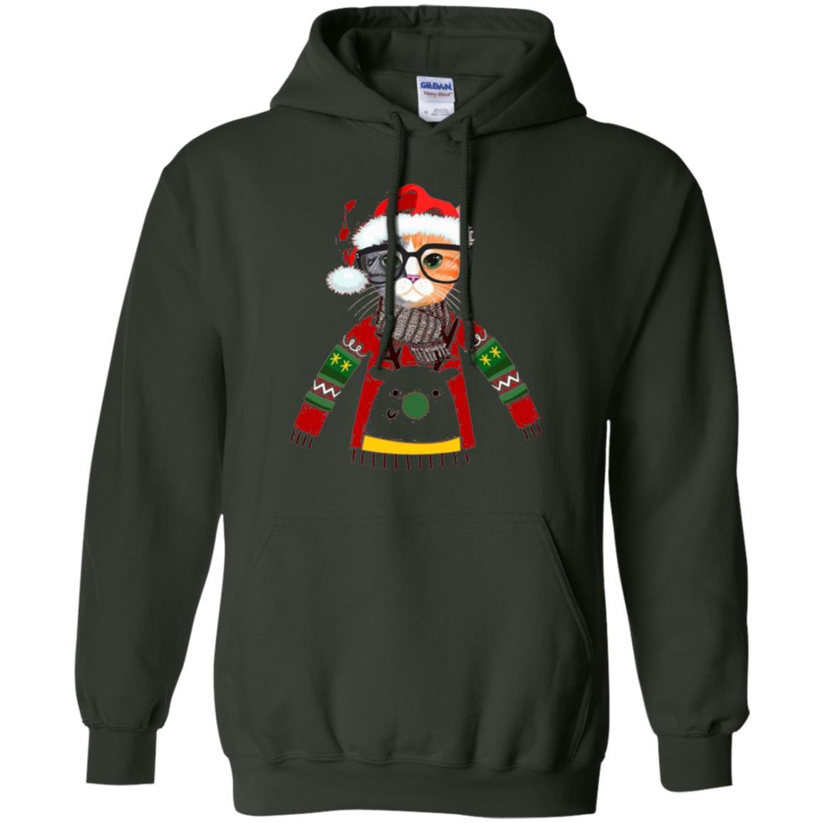Christmas T-shirt Cat Lover Meowy Christmas T-shirt Forest Green