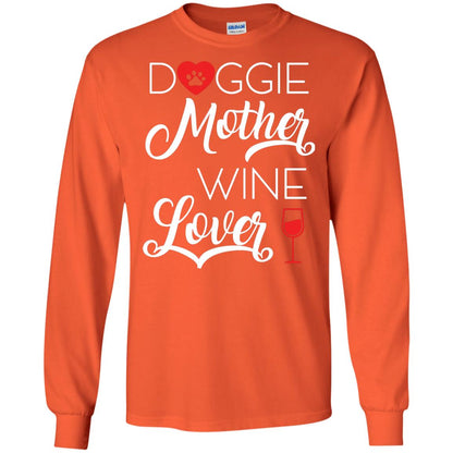 Doggie Mother Wine Lover Dog And Wine Gift Shirt For Mom Orange