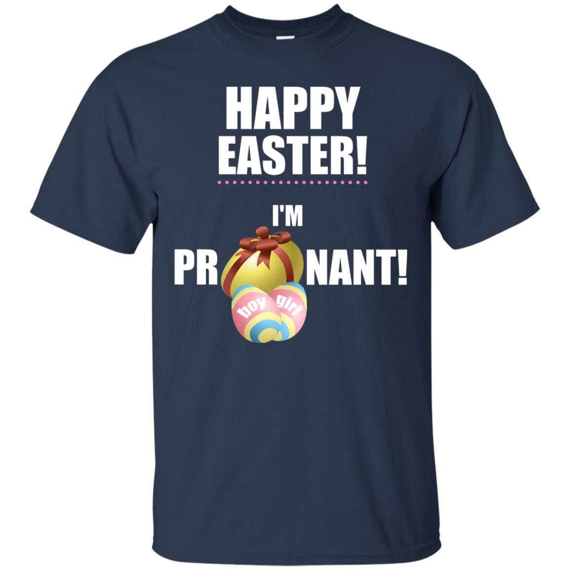 Happy Easter I Am Pregnant Pregnancy Announcement Shirt Navy