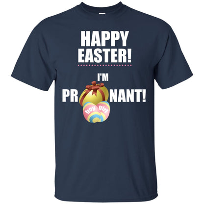 Happy Easter I Am Pregnant Pregnancy Announcement Shirt Navy