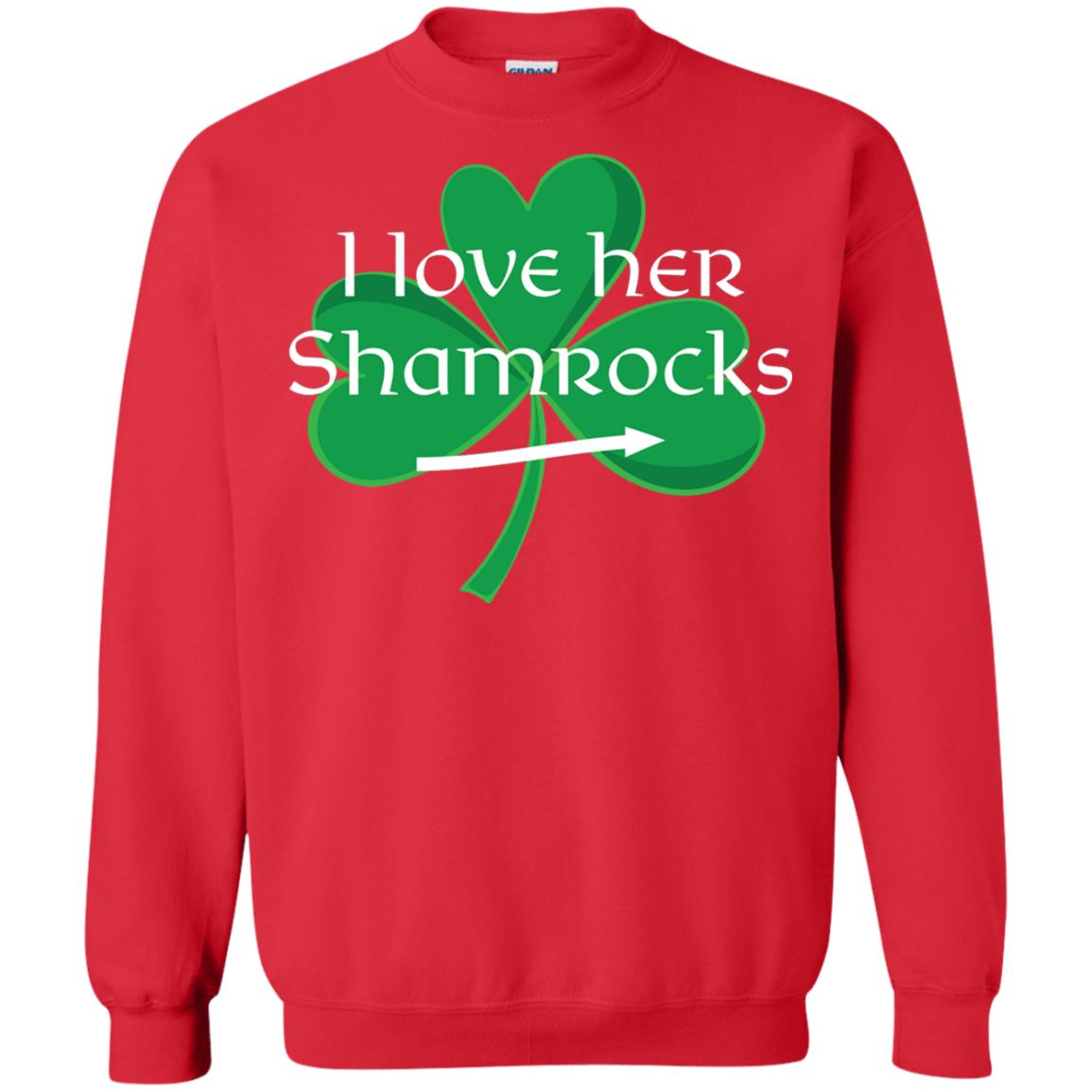 Saint Patrick_s Day T-shirt I Love Her Shamrocks Red