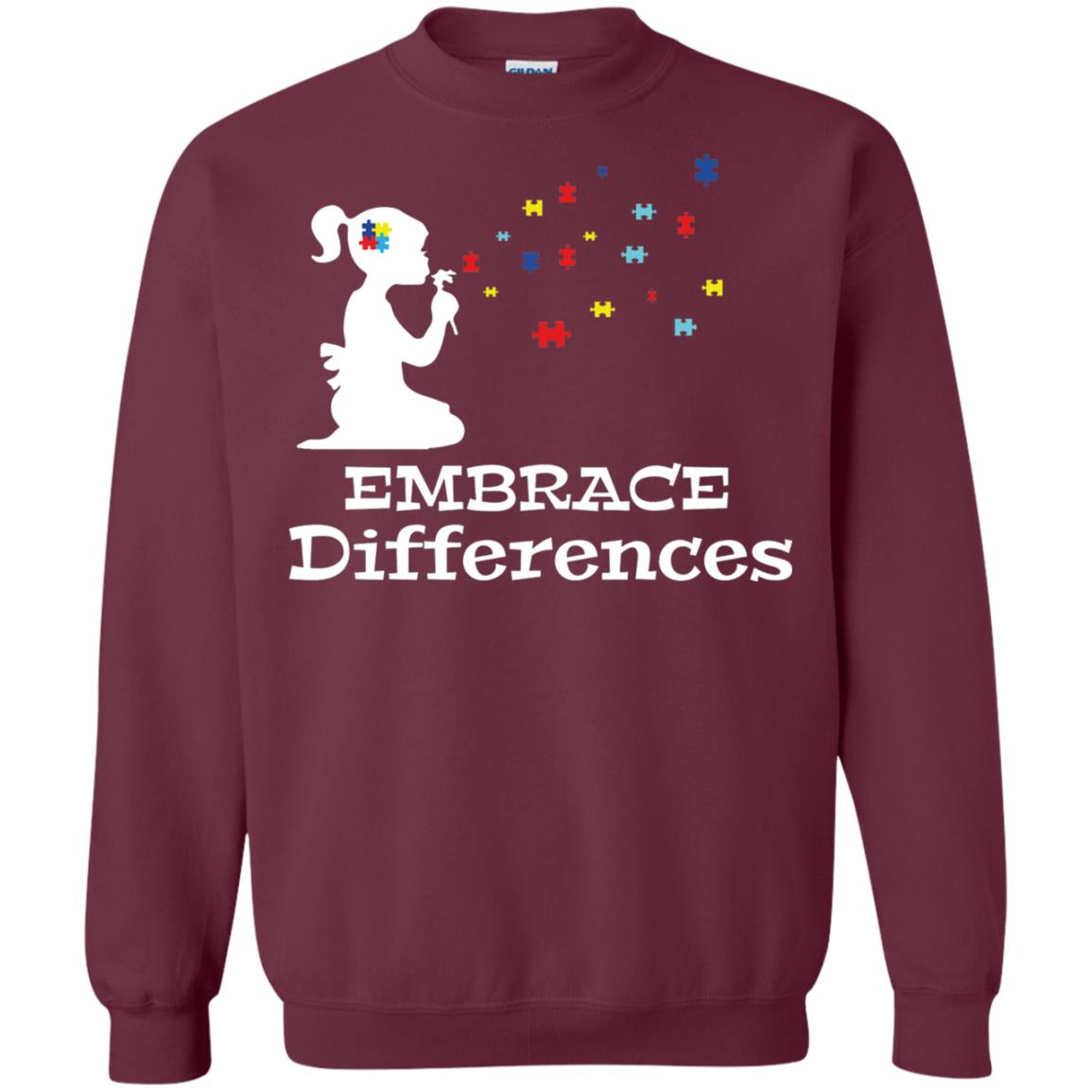 Embrace Differences Autism Awareness T-shirt Maroon