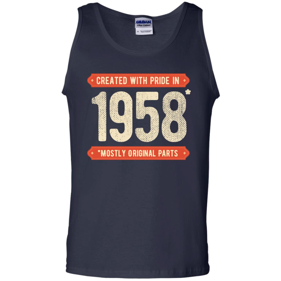 Created With Pride In 1958 Mostly Original Parts 60th Birthday T-shirt Navy