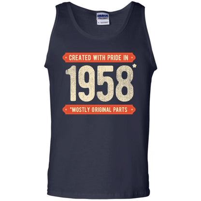 Created With Pride In 1958 Mostly Original Parts 60th Birthday T-shirt Navy