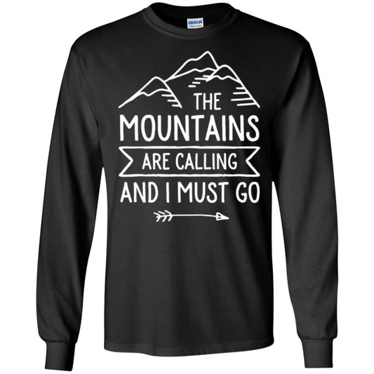 Climbing Mountain T-shirt The Mountains Are Calling And I Must Go Black