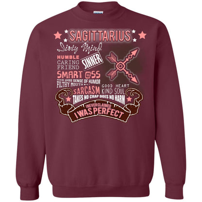 Dirty Mind Humble Caring Friend Filthy Sinner Mouth Good Heart Kind I Never Clamed I Was Perfect Sagittarius Birthday Maroon
