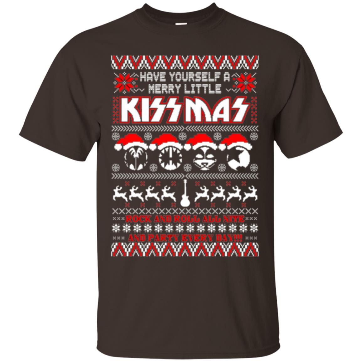 Christmas T-shirt Have Yourself A Merry Little Kissmas Dark Chocolate