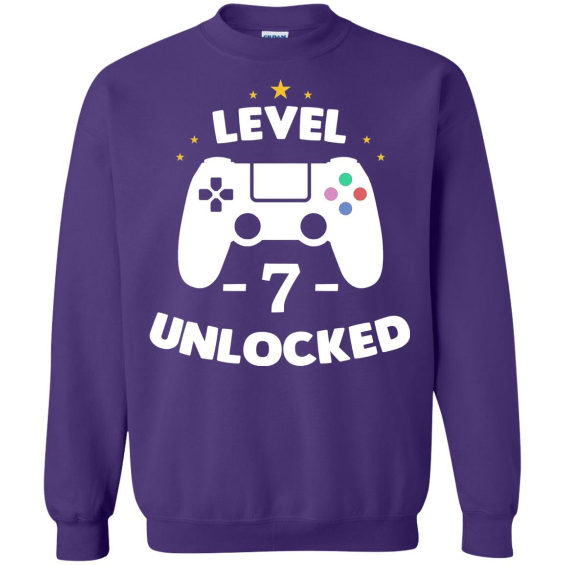 Level 7 Unlocked Gamer Seventh Birthday Party Shirt Purple
