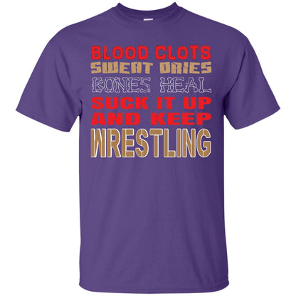Wrestling T-shirt Blood Clots Sweat Dries Bones Heel Purple