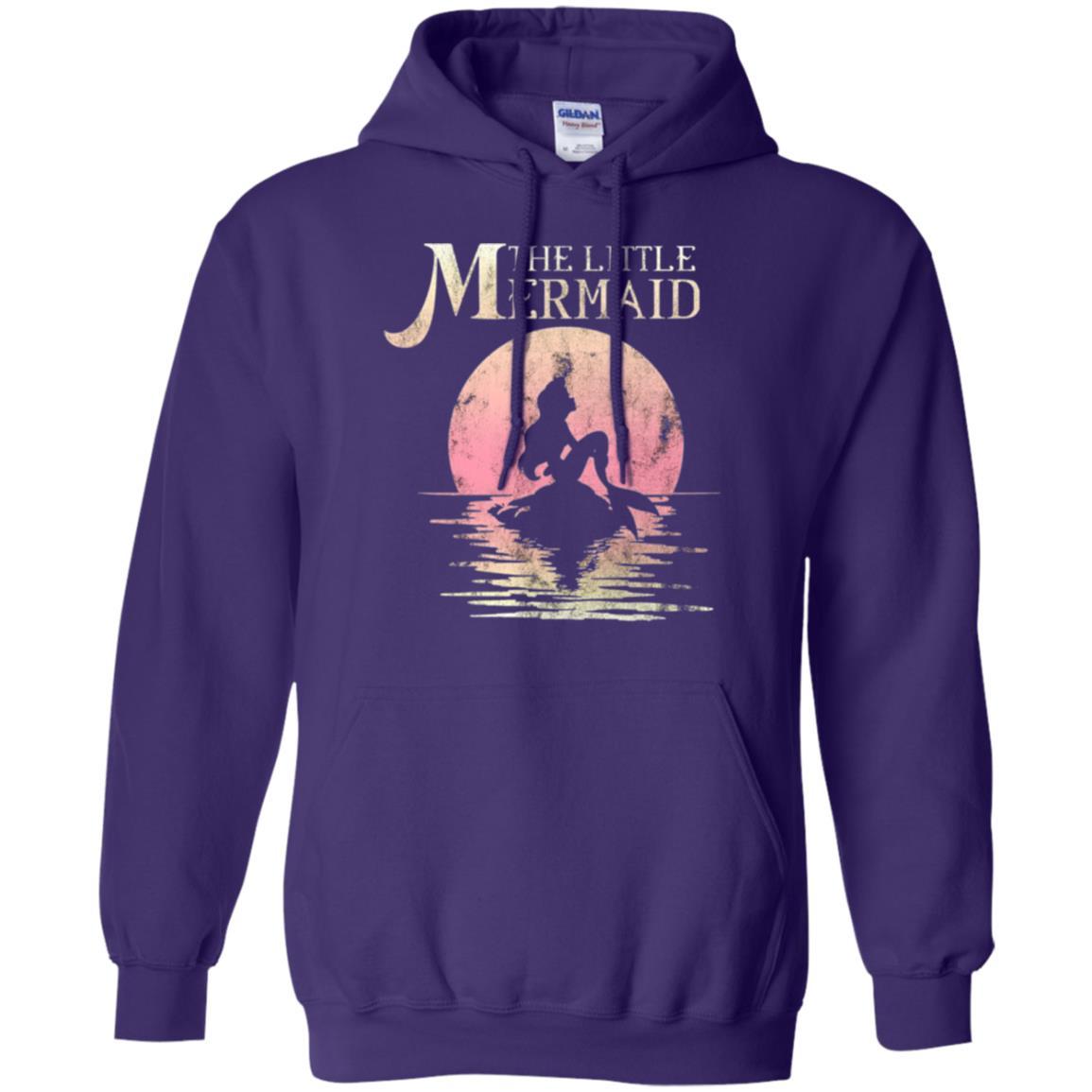 Cartoon T-shirt The Little Mermaid Ariel Rock Moon Silhouette Purple