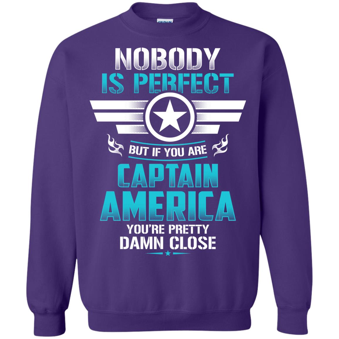 Nobody Is Perfect But If You Are Captain America You_re Pretty Damn Close Movie Fan T-shirt Purple
