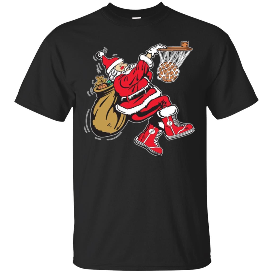 Christmas T-shirt Basketball Santa Claus Black