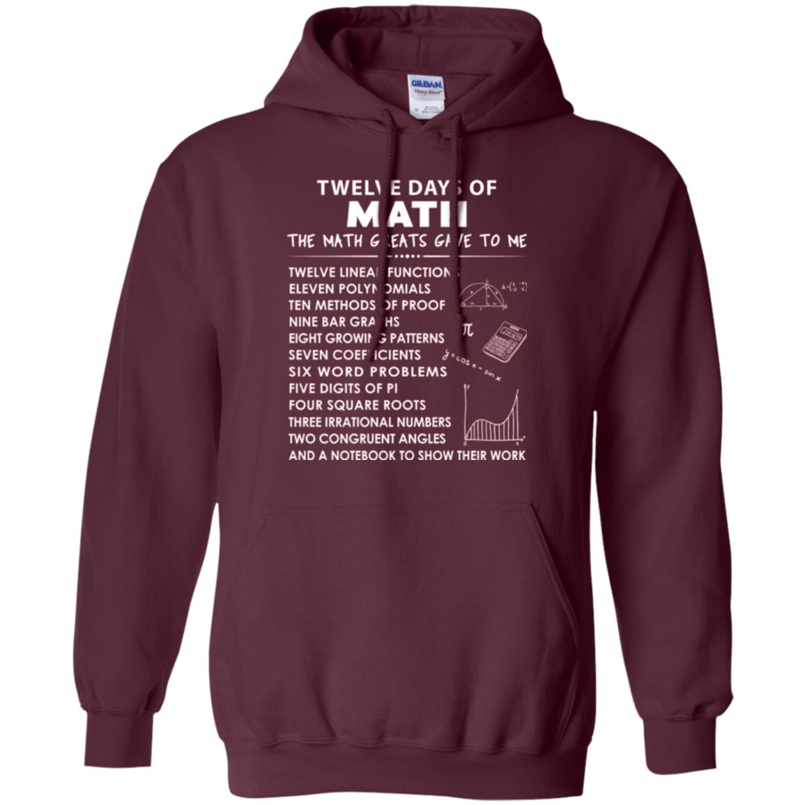 Math T-shirt Twelve Days Of Math Maroon
