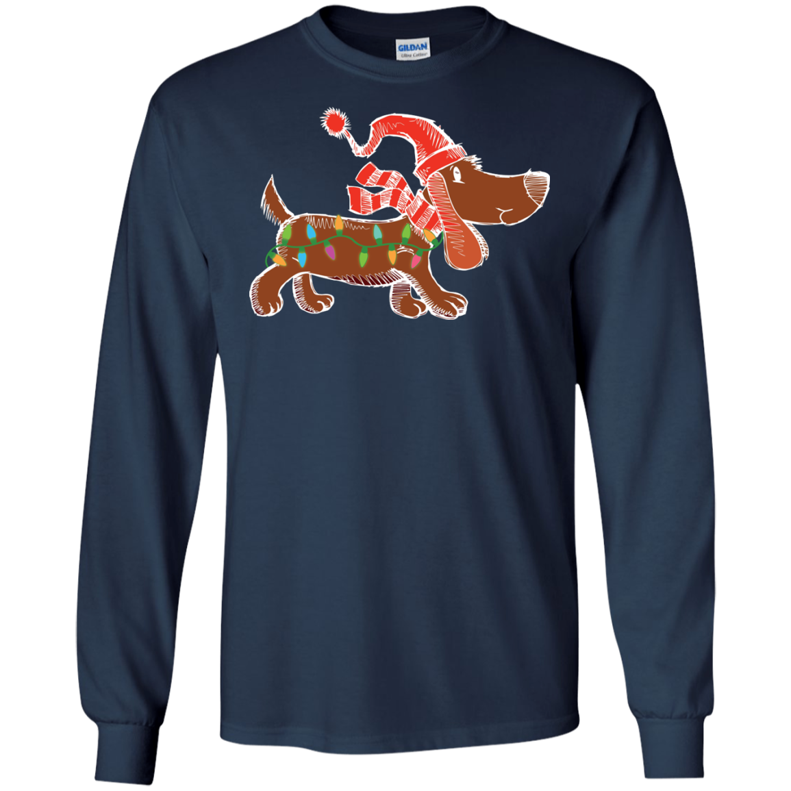 Dog Lover T-Shirt Christmas Lights Labrador Retriever Dog Lover Navy