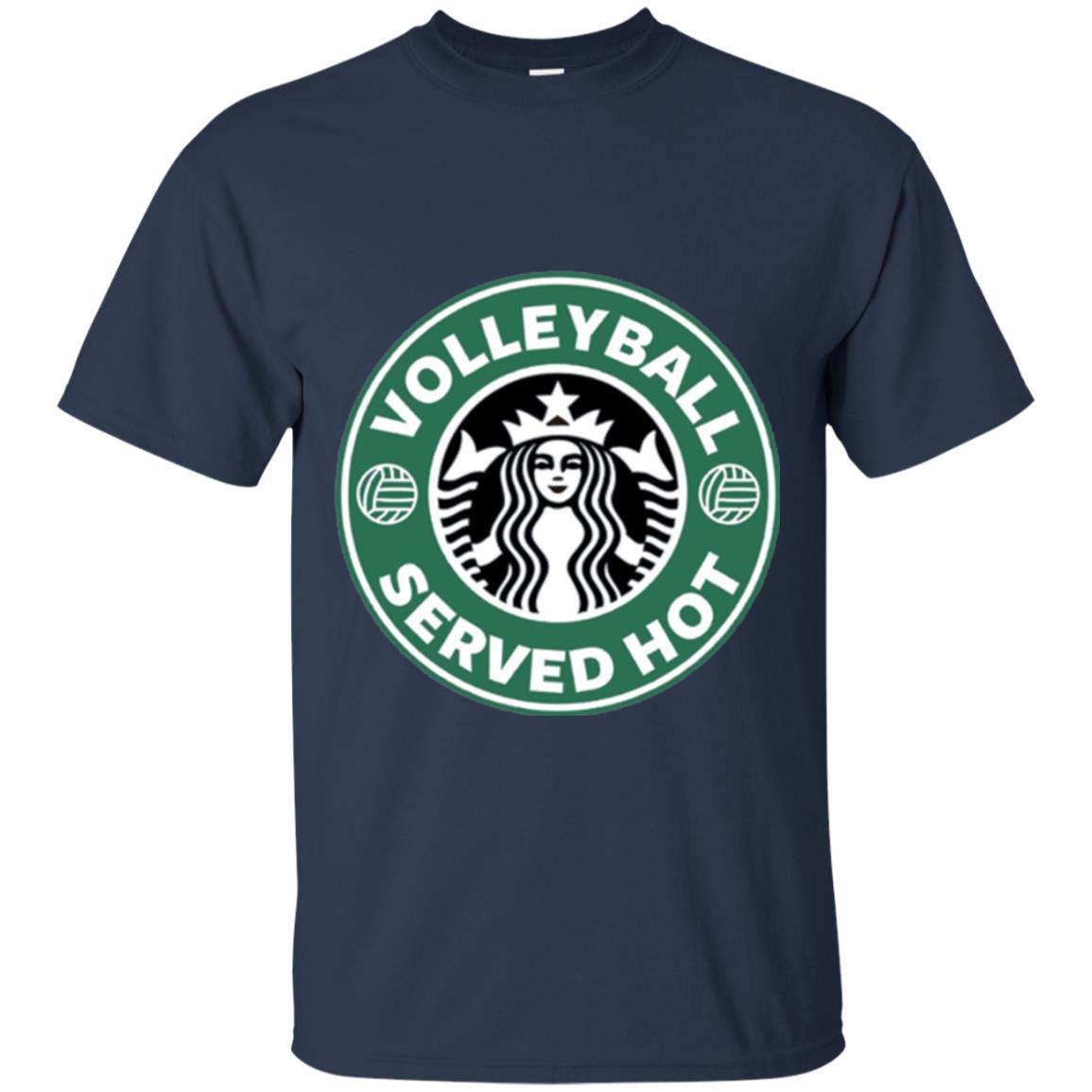 Volleyball Lovers T-shirt Served Hot Navy