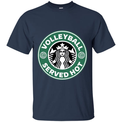 Volleyball Lovers T-shirt Served Hot Navy