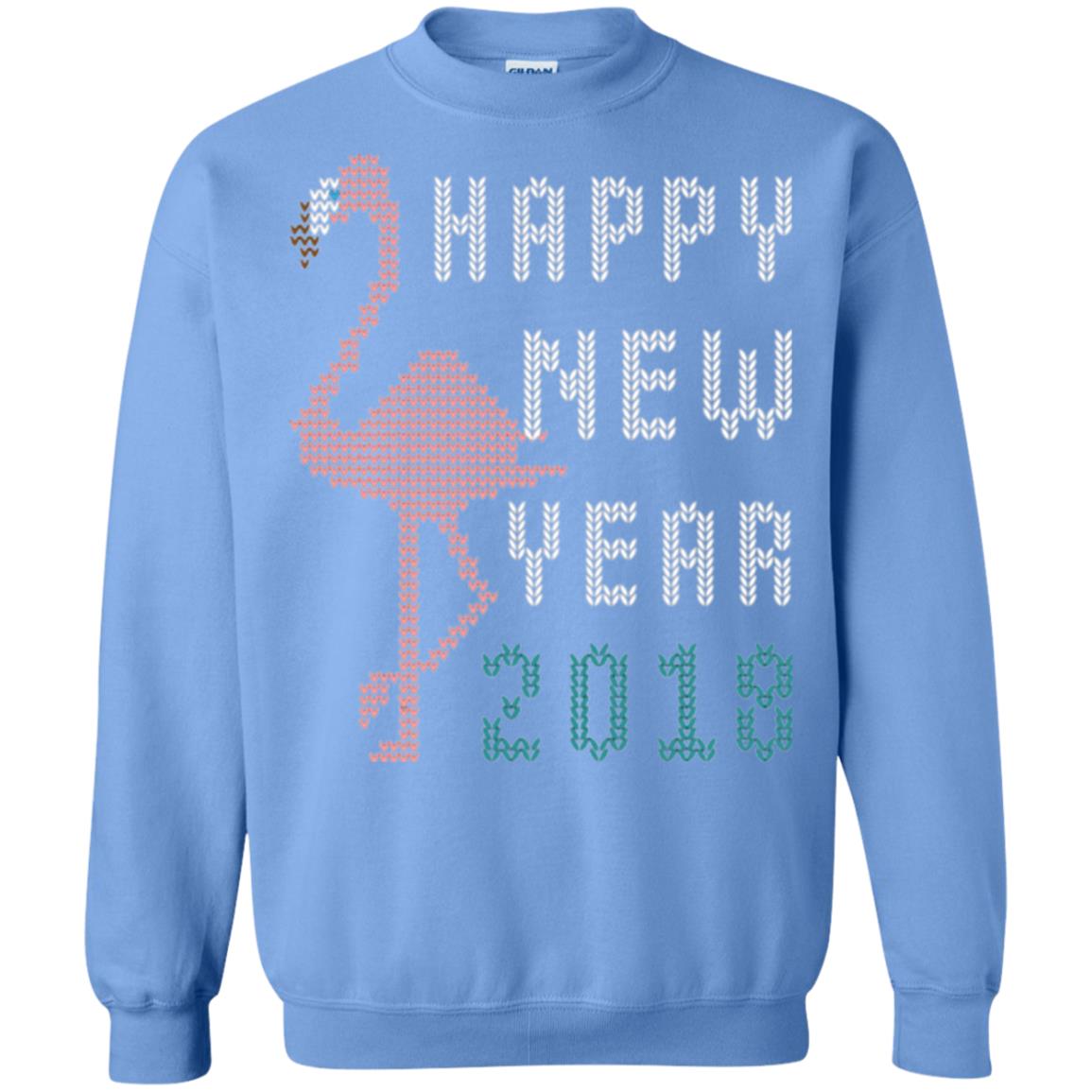 Happy New Year 2018 T-shirt Pink Flamingo Carolina Blue