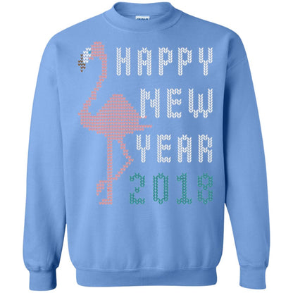 Happy New Year 2018 T-shirt Pink Flamingo Carolina Blue