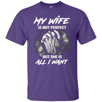 My Wife Is Not Perfect But She Is All I Want Husband Shirt Purple